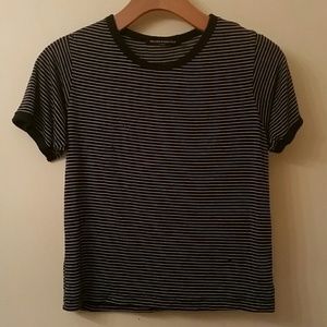 Brandy Melville Blue/White Stripe Crop Shirt