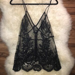 Beaded lace tank top