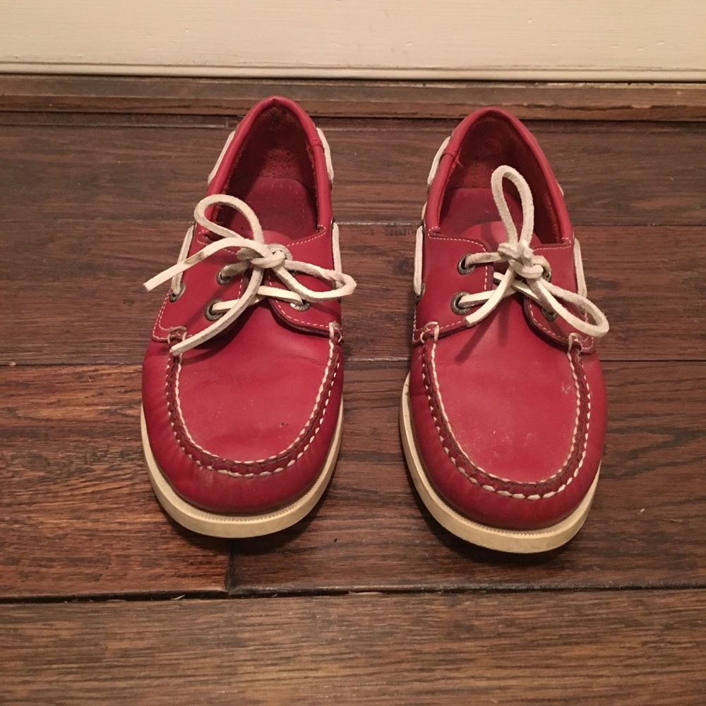 Red boat shoes