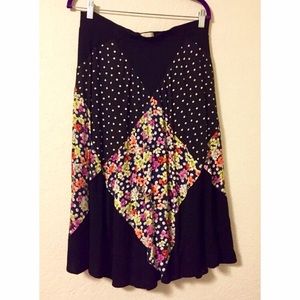 Anthropologie Maeve Black Floral Skirt