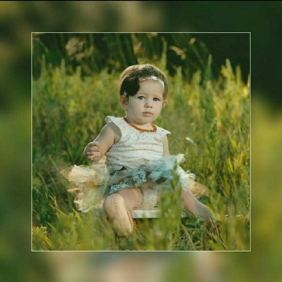 Gold carters onsie, mint blue gold tutu headband - Picture 1 of 4