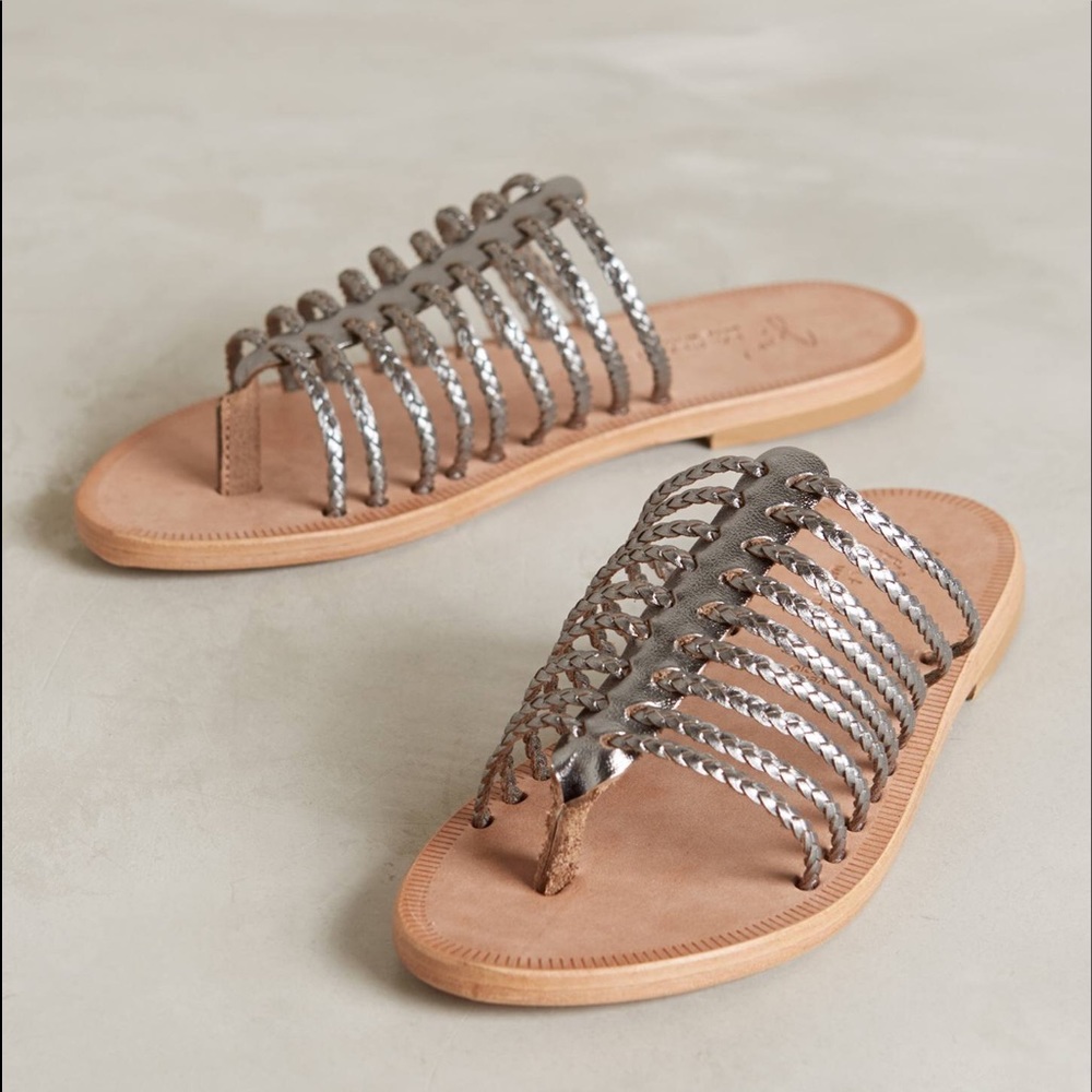 Joie Sahara sandals in silver metallic leather