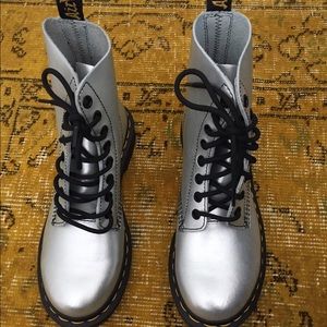 Silver dr. Martens 1460 boots 🌈