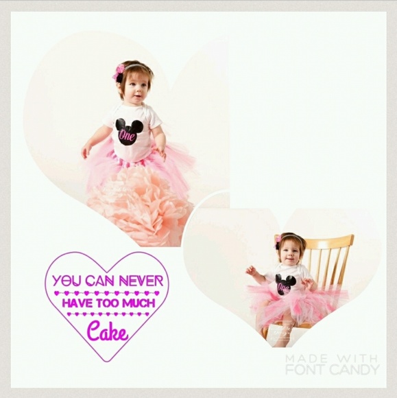 1st Birthday minnie mickey pink tutu bundle - Picture 1 of 3