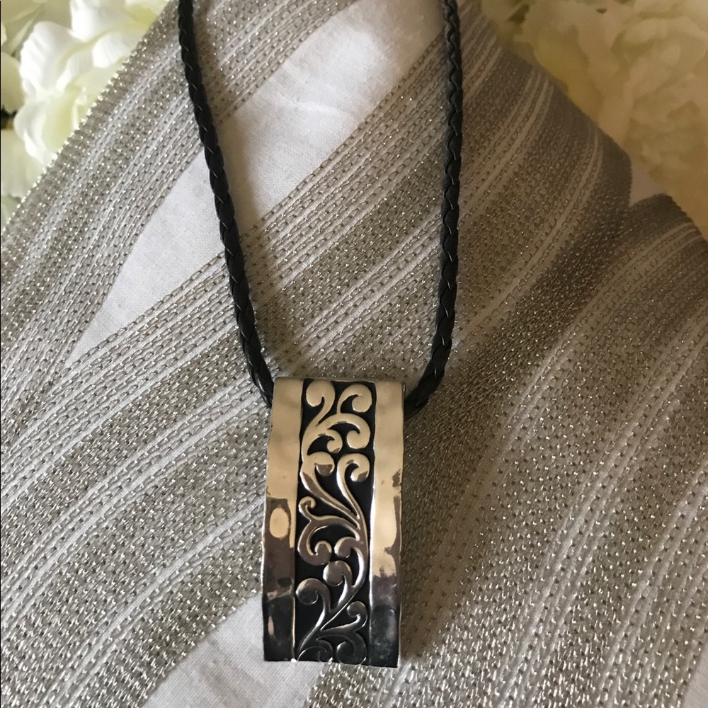 Silver and black necklace