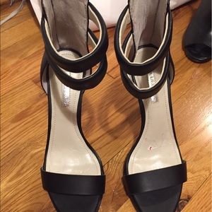 BCBG ankle strap leather heels