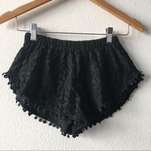 Lacy Floral Black Shorts