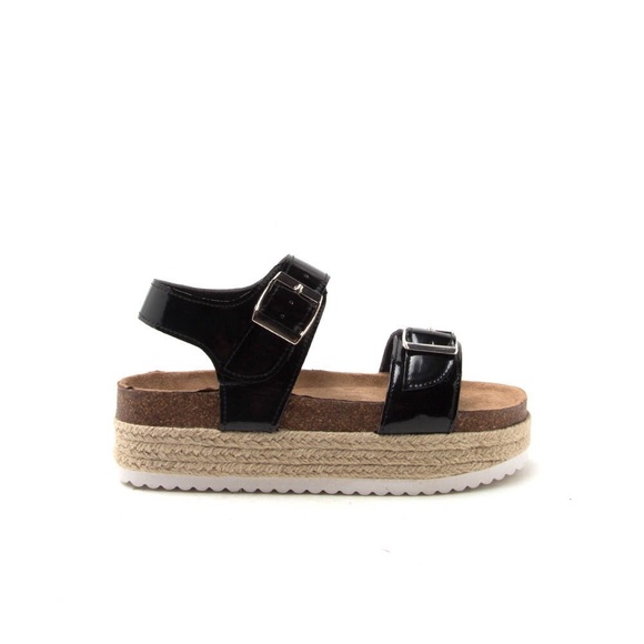 Black patent buckle platform sandal - Picture 5 of 6