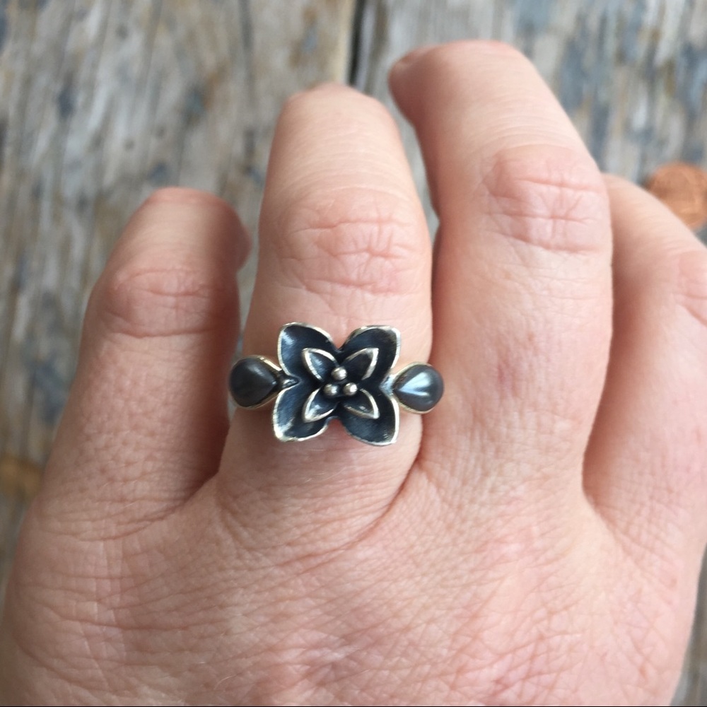 Sterling Flower Ring - image 1