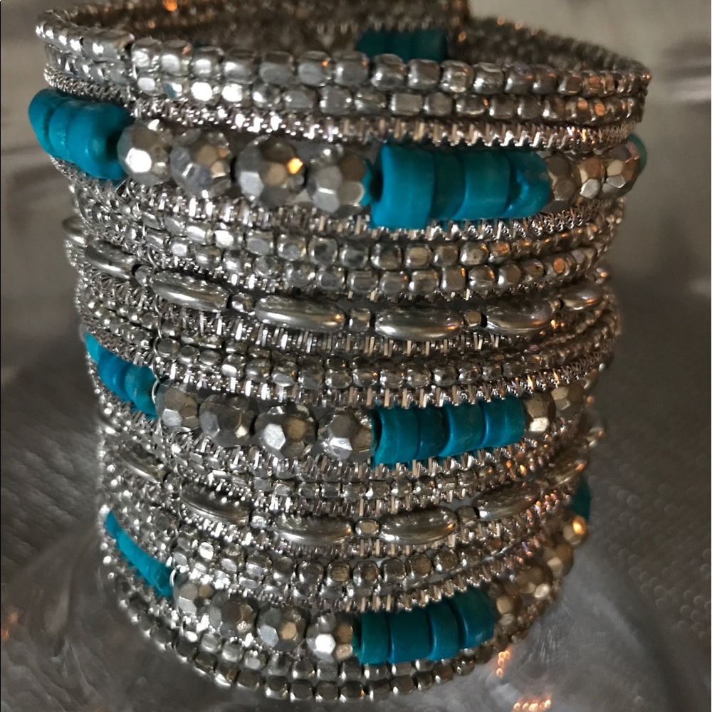 Silver and turquoise chunky bracelet