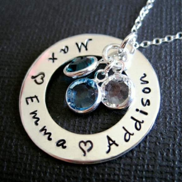 Washer Style Necklace w/birthstones - Picture 1 of 1