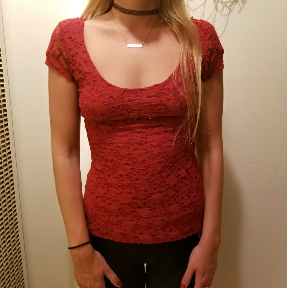 Red lace top