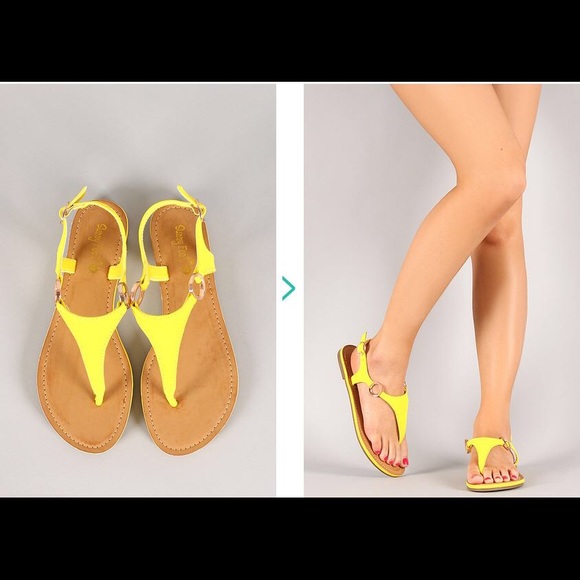 Neon yellow ring thong flat sandal - Picture 8 of 8