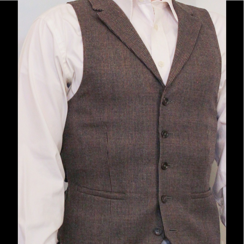 Stafford Essentials brown tweed vest w lapels