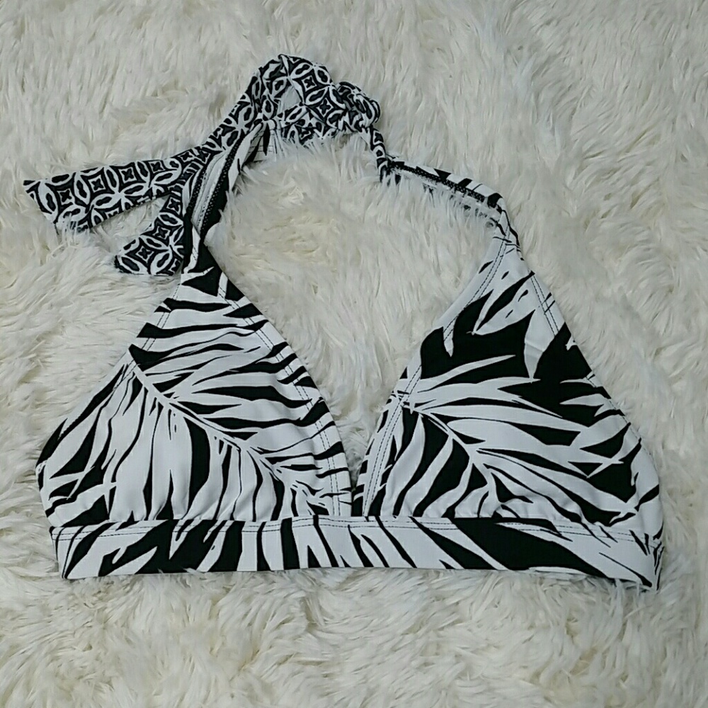 Jag black & white palm print bikini top