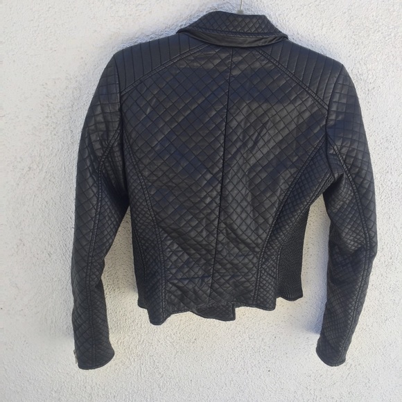 ❌SOLD❌ Zara Black Quilted Leather Moto Jacket - Picture 6 of 8