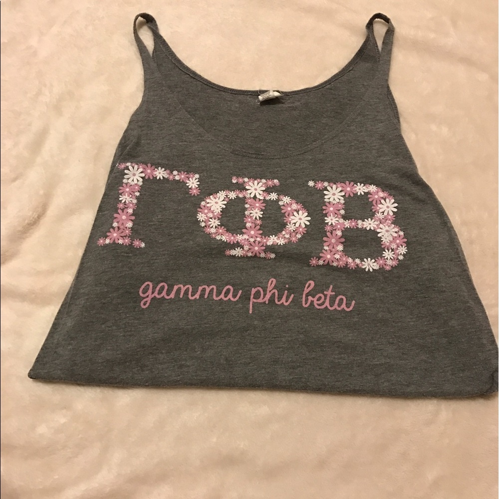 Gamma Phi Beta grey floral tank top