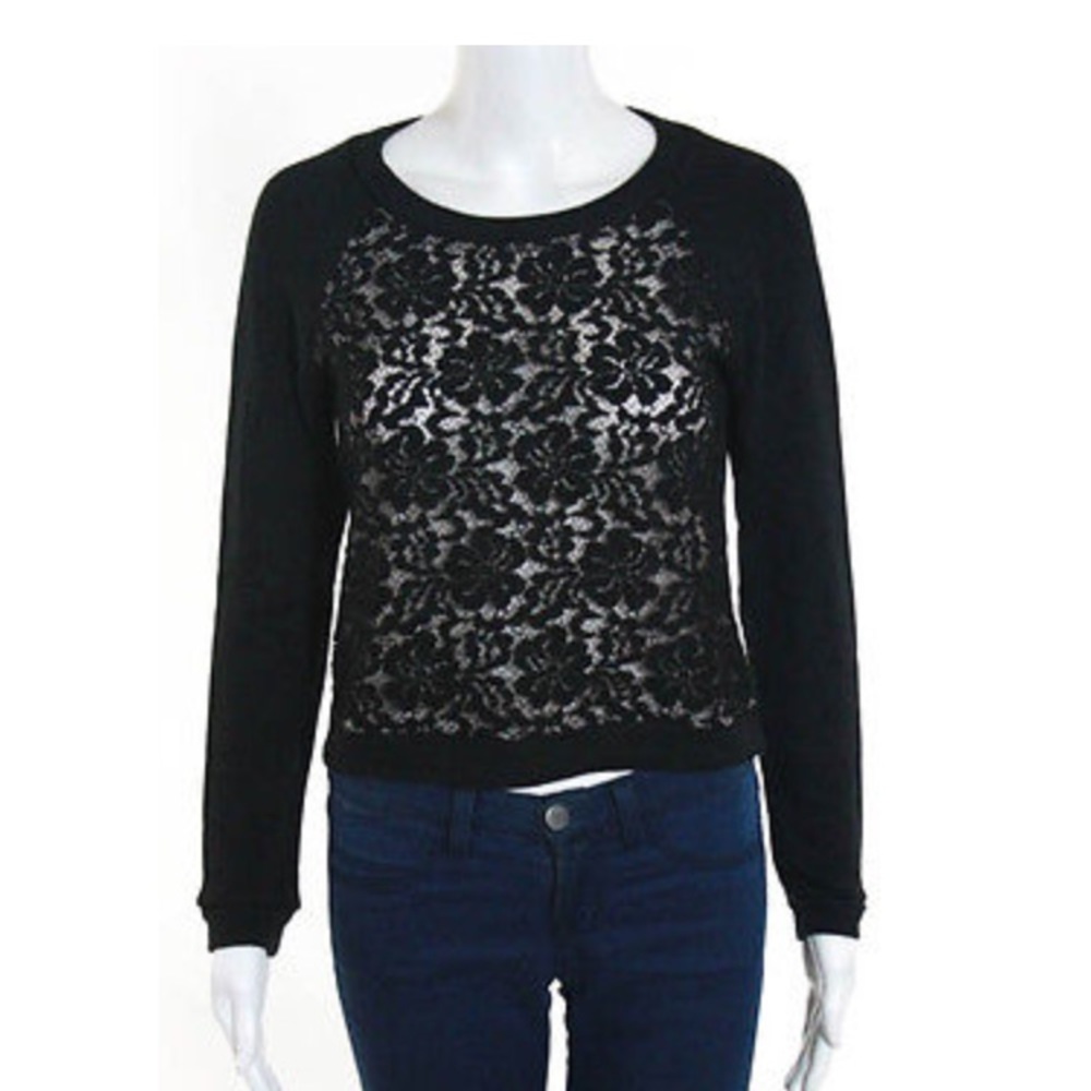 BCBG black/lace/sheer sweater
