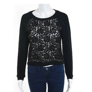 BCBG black/lace/sheer sweater