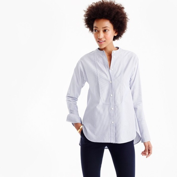 Thomas Mason for J.Crew Collarless Tuxedo Shirt - Picture 1 of 3