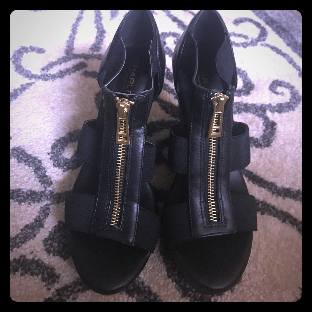 Brand new "Charles" black wedges