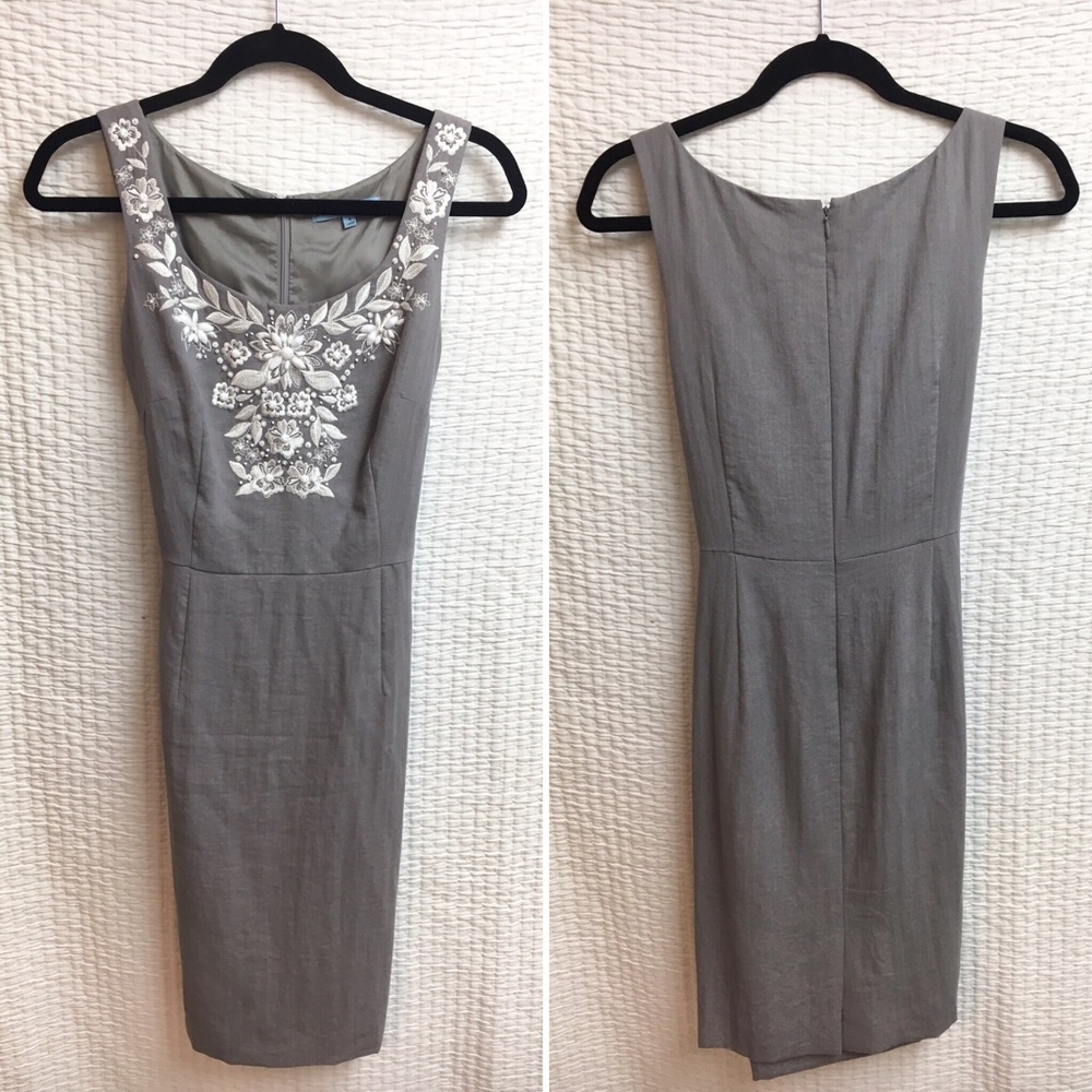 Antonio Melani grey embroidered dress - size 4