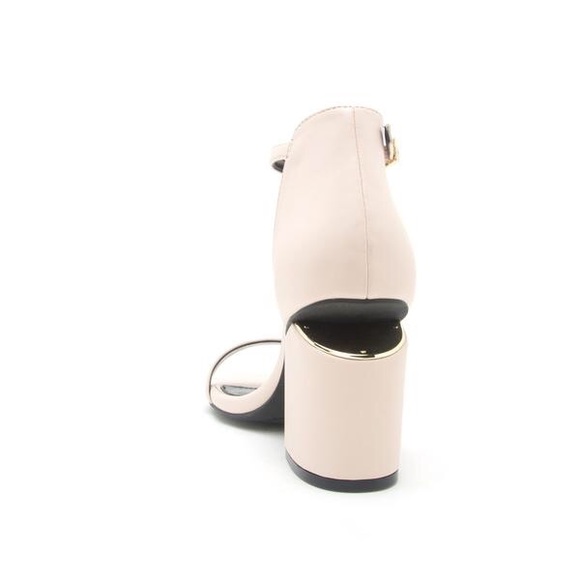 NUDE GOLD PLATED CHUNKY HEEL SANDAL - Picture 4 of 5