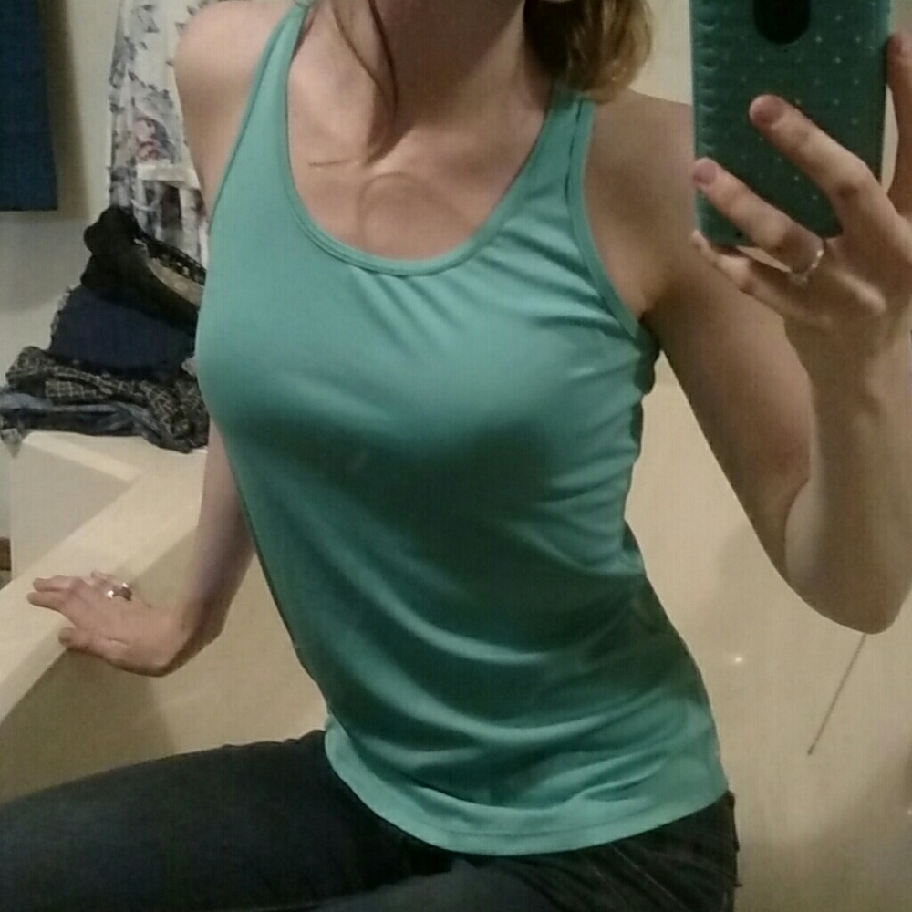 Teal turquoise racer back sports tank.