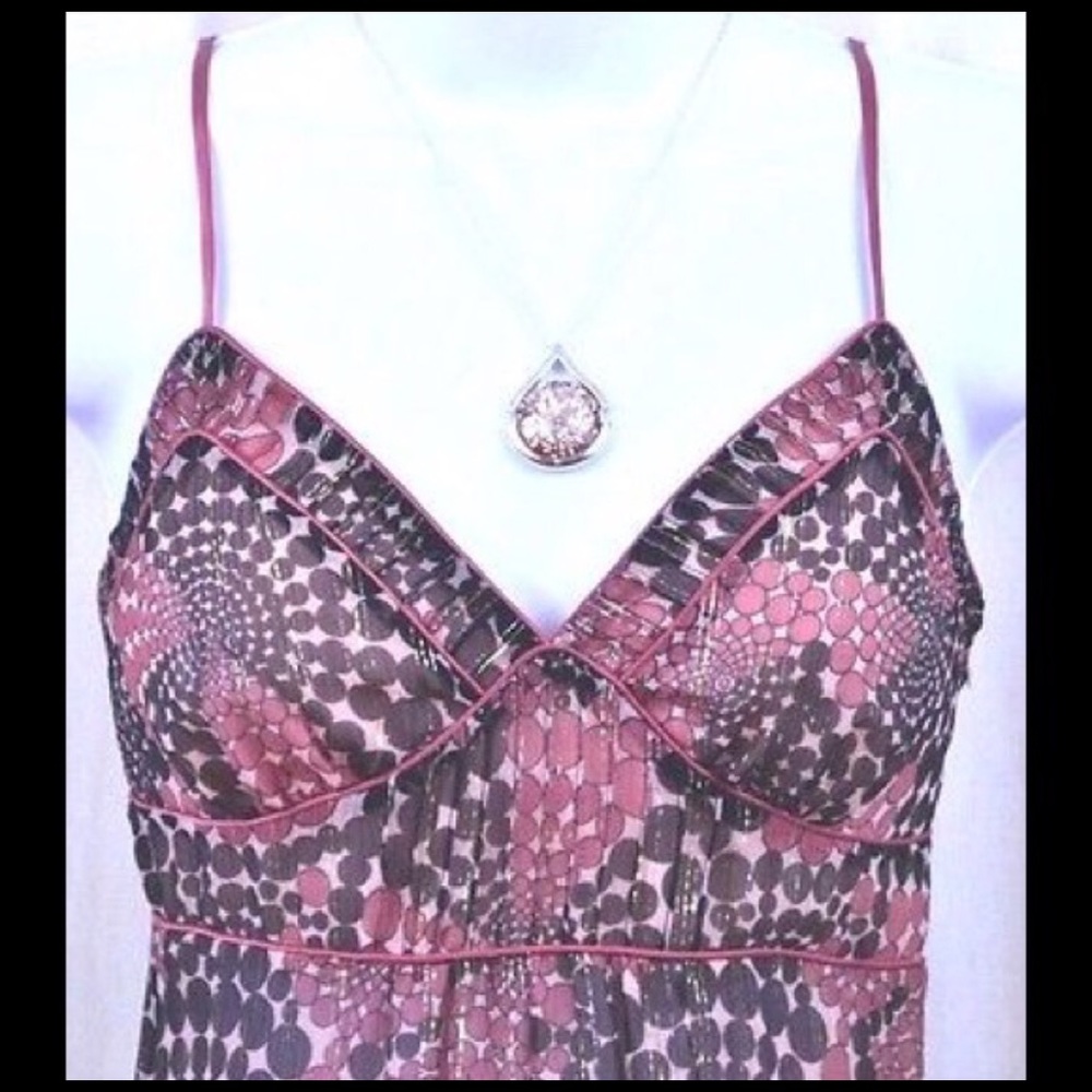 BEBE Silk Metallic Threaded Cami Top S