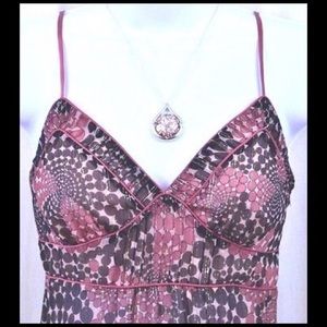 BEBE Silk Metallic Threaded Cami Top S