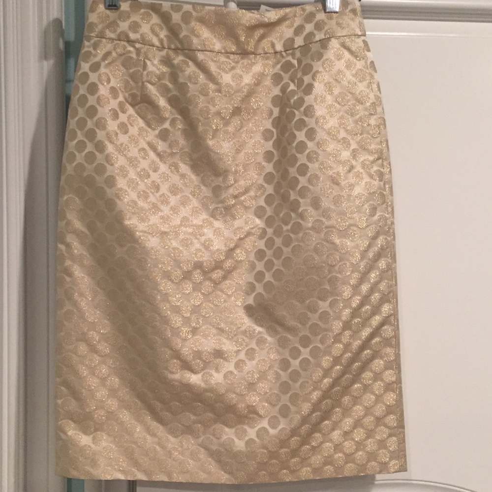 J Crew polka dots gold skirt