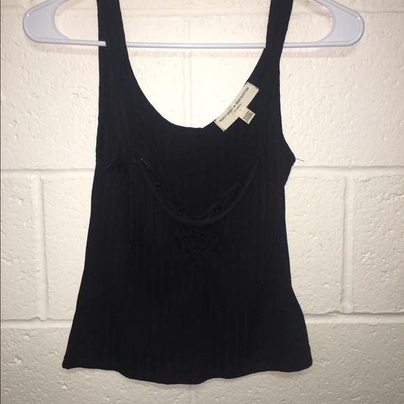 UO Project Social T Lace-Up Ribbed Tank Top - Picture 2 of 3
