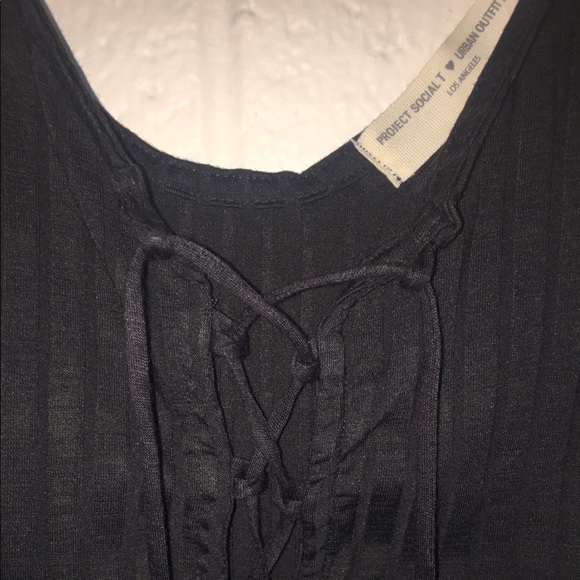 UO Project Social T Lace-Up Ribbed Tank Top - Picture 3 of 3