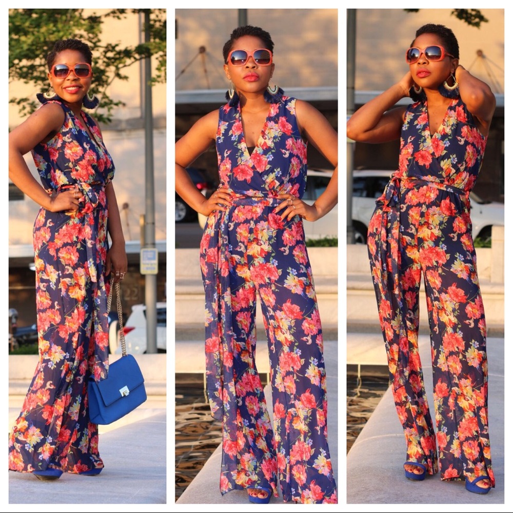 Blue Floral Jumpsuit