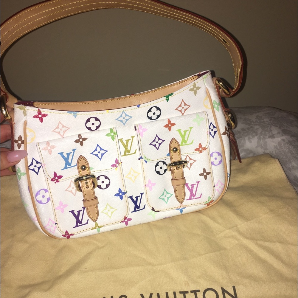 Authentic white multicolore Louis Vuitton lodge pm