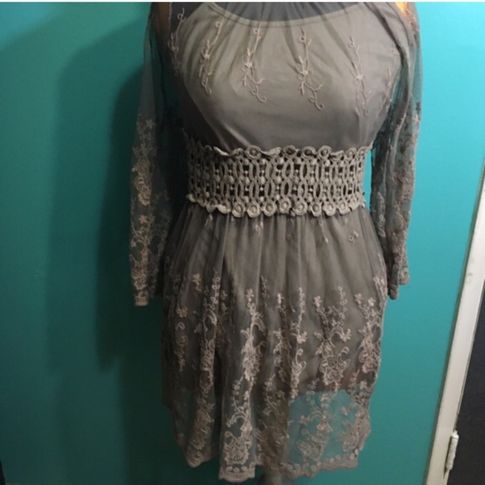 Net/lace tan dress