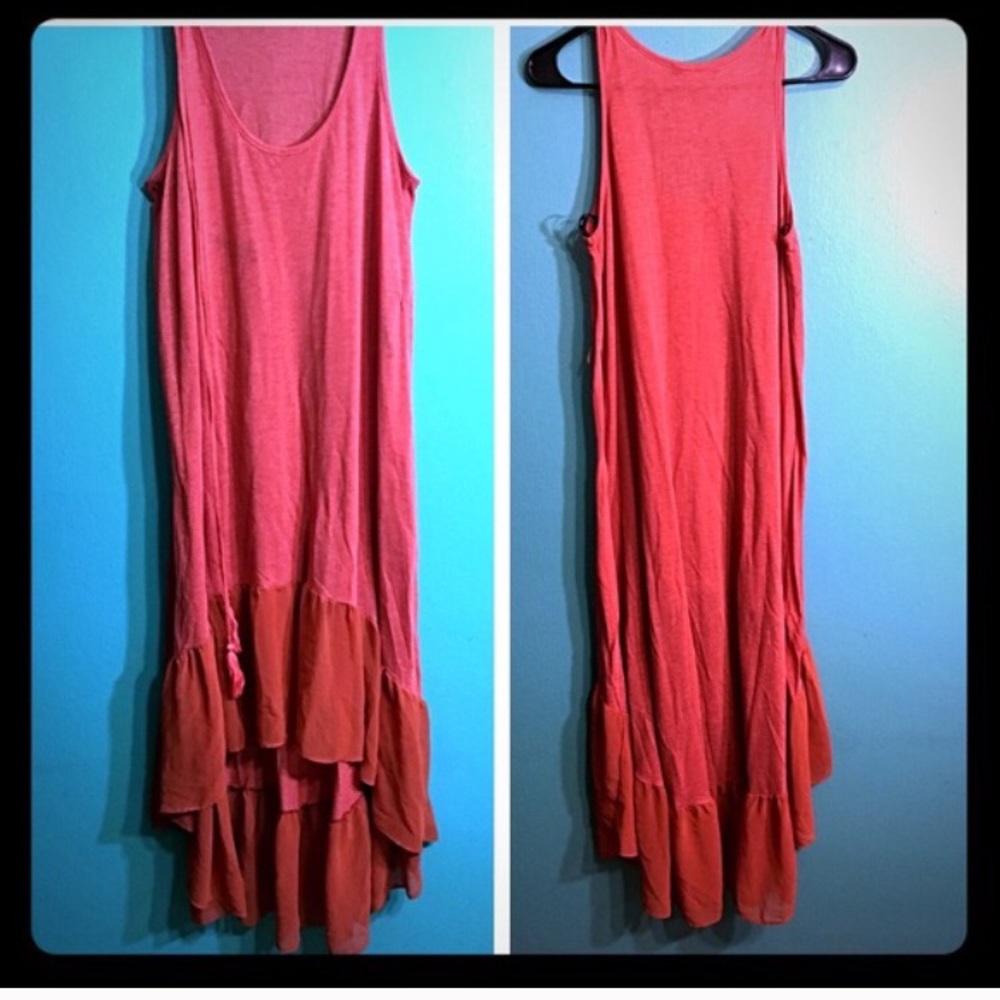 Orange/Russ dress with ruffle bottom