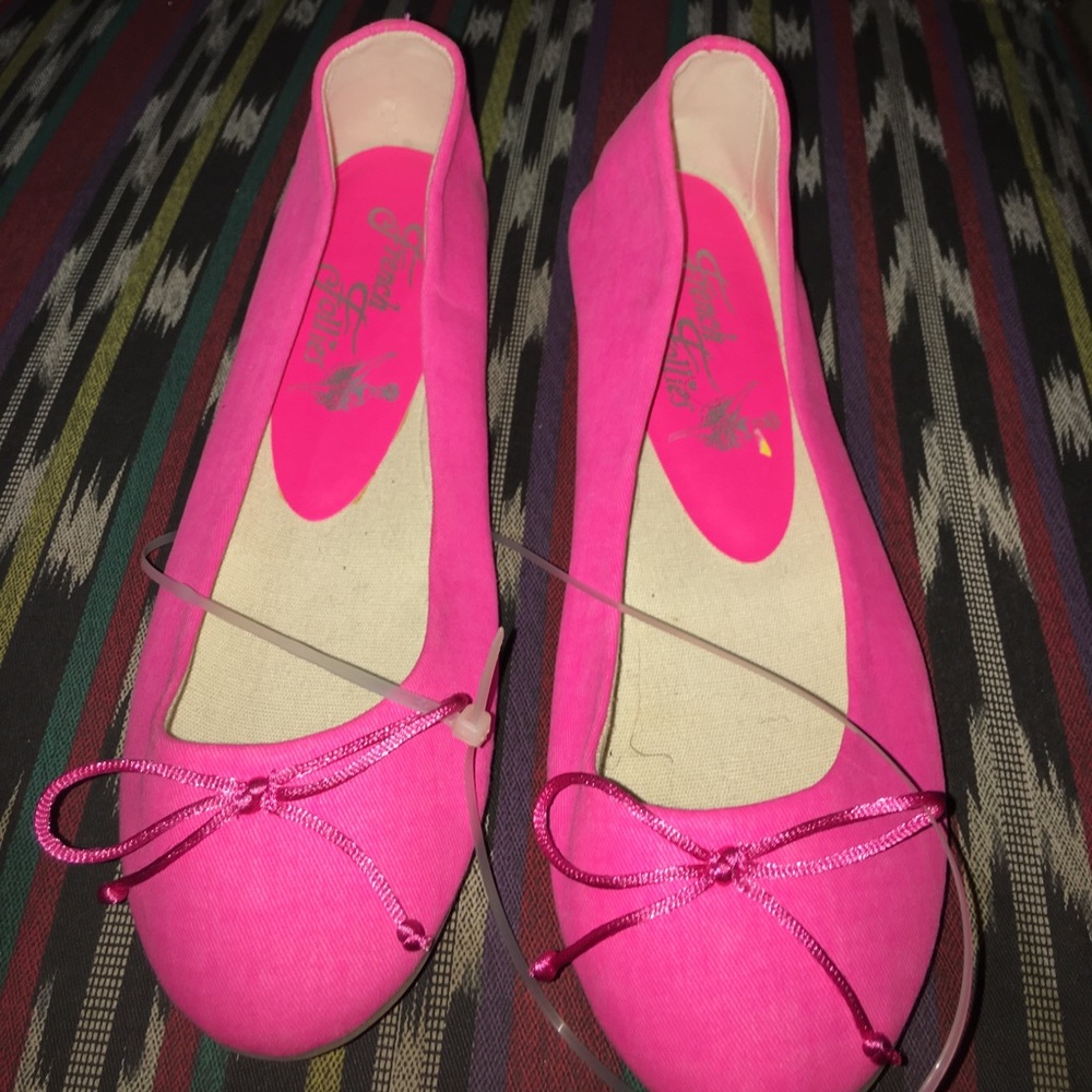 Hot pink canvas flats
