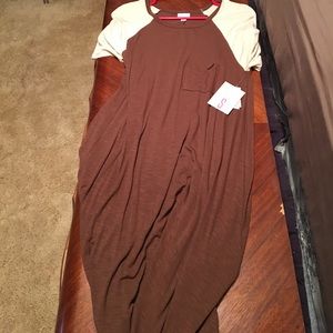 Lularoe Carly S brown with tan sleeves slinky new