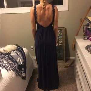 Sherri Hill navy blue prom dress