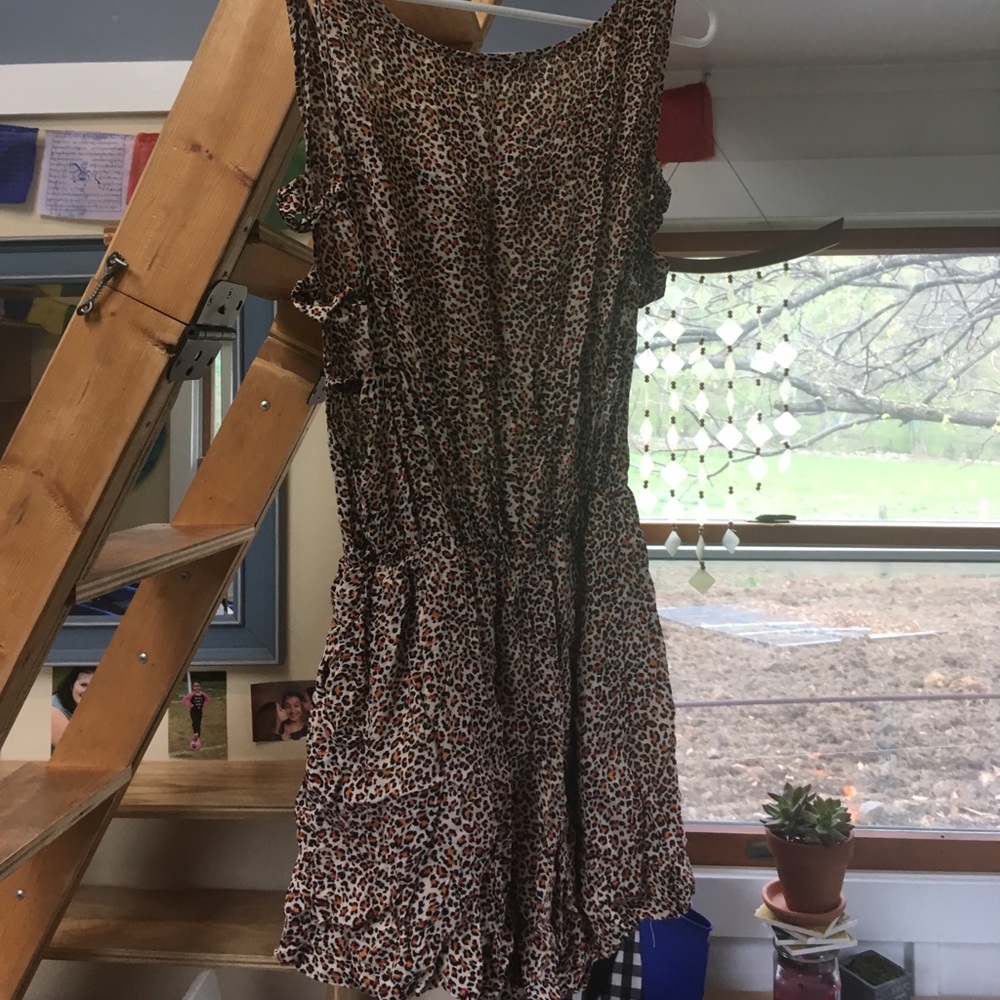 Animal print romper with cut out sides