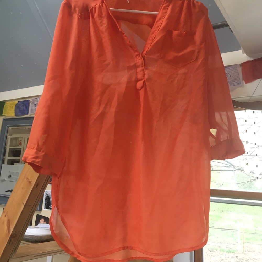 Orange silky blouse