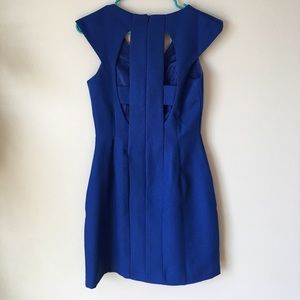 Royal blue cut out back dress