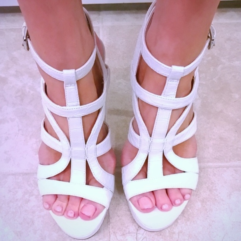 Guess White Platform Heels