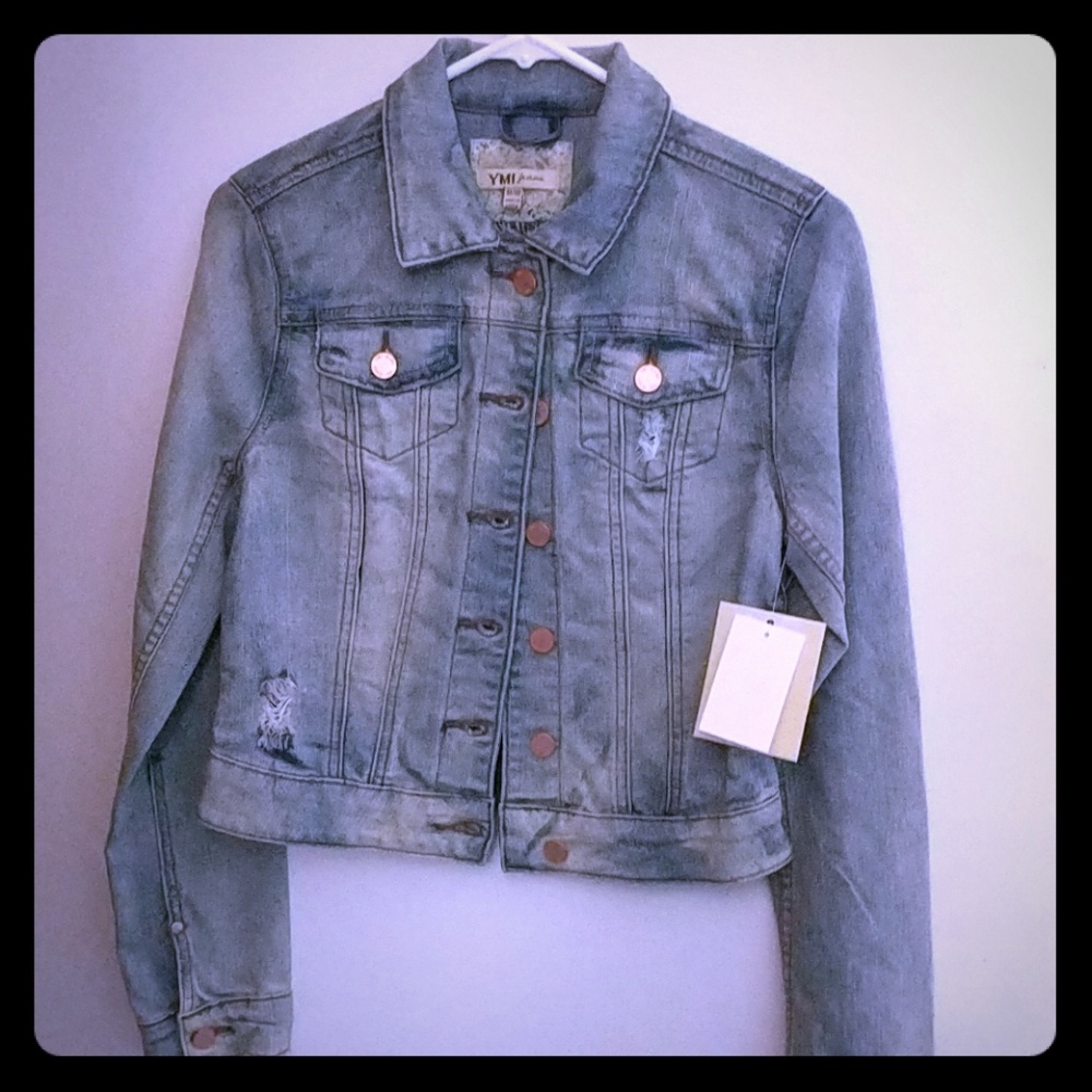Distressed jean jacket