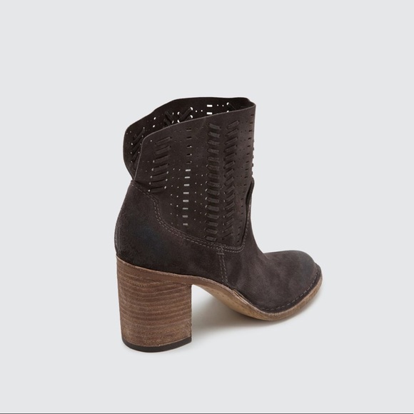 Suede Laser Cut Distressed High Bootie - Picture 3 of 7