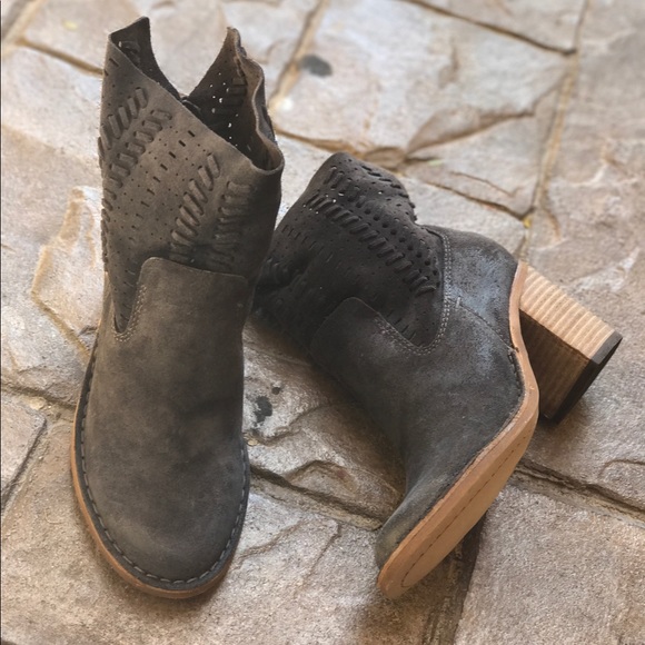 Suede Laser Cut Distressed High Bootie - Picture 5 of 7