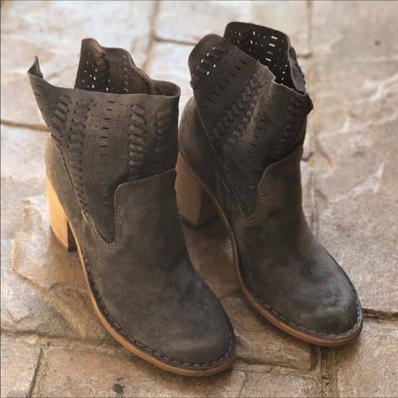 Suede Laser Cut Distressed High Bootie - Picture 7 of 7