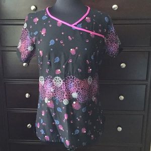 Black and pink scrub top