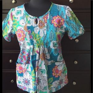 Pastel Floral scrub top